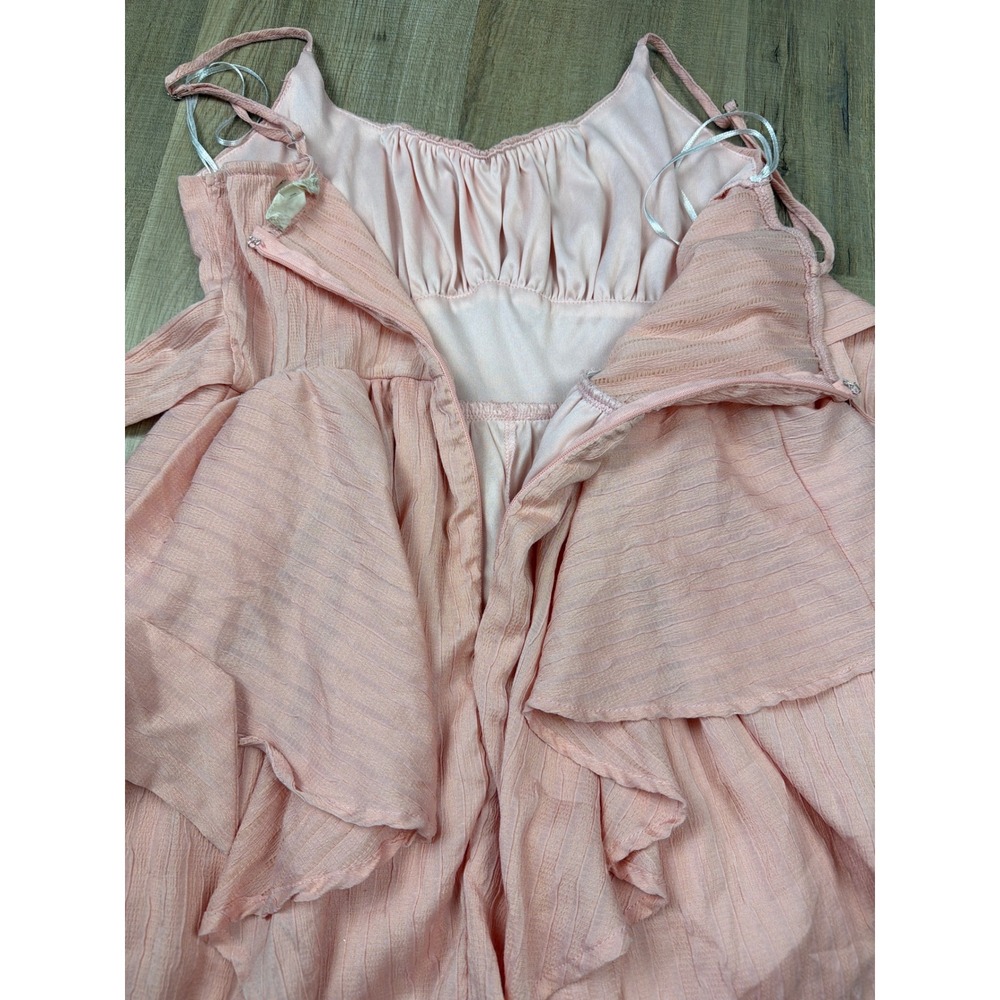 Altar'd State Pink Ruffle Tiered Romper Adjustable‎ Straps IR86108-01A Womens M - Picture 7 of 9